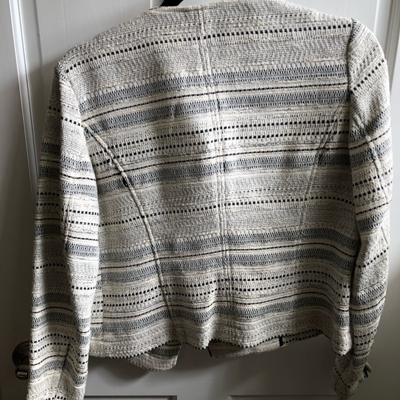 LOFT Structured Blazer Cream and Black Zippers 6P - Picture 5 of 5